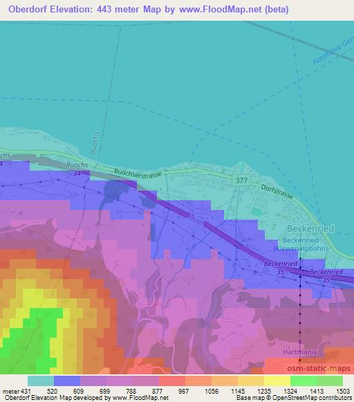 Oberdorf,Switzerland Elevation Map