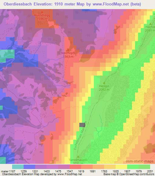 Oberdiessbach,Switzerland Elevation Map