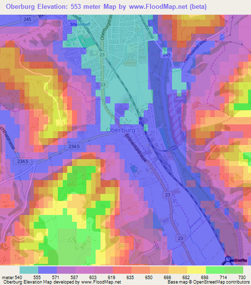 Oberburg,Switzerland Elevation Map