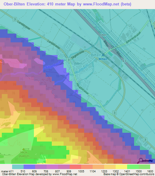 Ober-Bilten,Switzerland Elevation Map