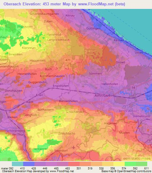 Oberaach,Switzerland Elevation Map