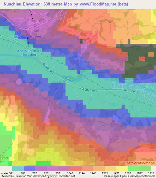 Nuschlau,Switzerland Elevation Map