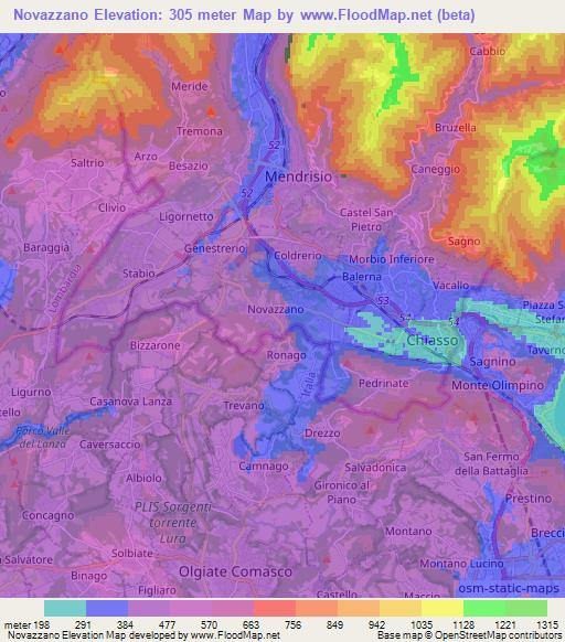 Novazzano,Switzerland Elevation Map