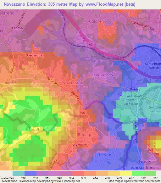 Novazzano,Switzerland Elevation Map