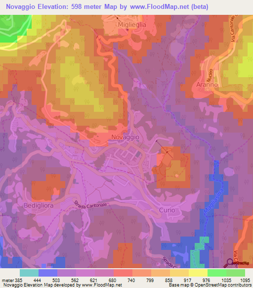 Novaggio,Switzerland Elevation Map