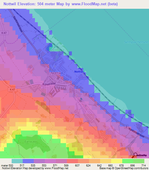 Nottwil,Switzerland Elevation Map