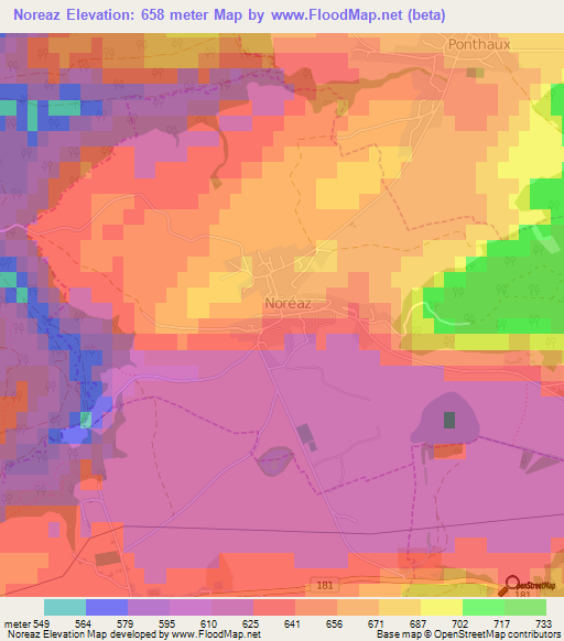 Noreaz,Switzerland Elevation Map