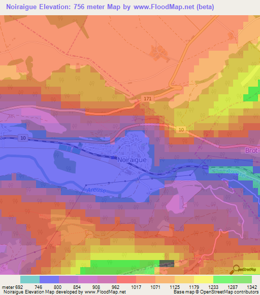 Noiraigue,Switzerland Elevation Map