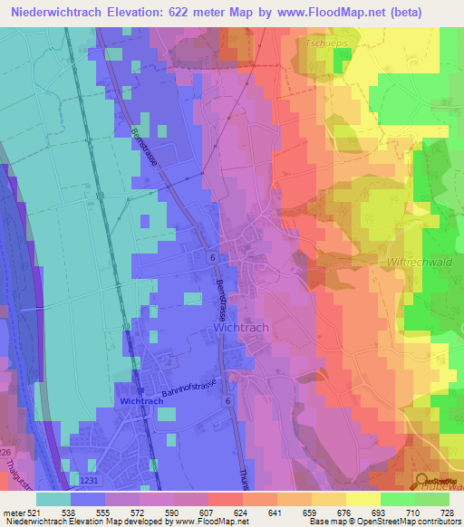 Niederwichtrach,Switzerland Elevation Map