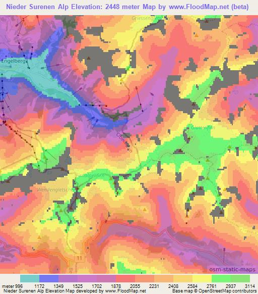 Nieder Surenen Alp,Switzerland Elevation Map