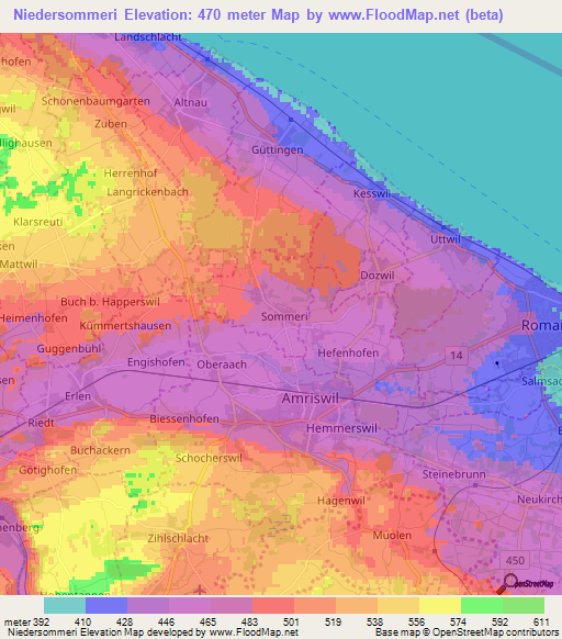 Niedersommeri,Switzerland Elevation Map