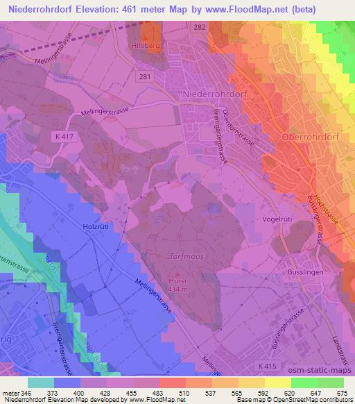 Niederrohrdorf,Switzerland Elevation Map