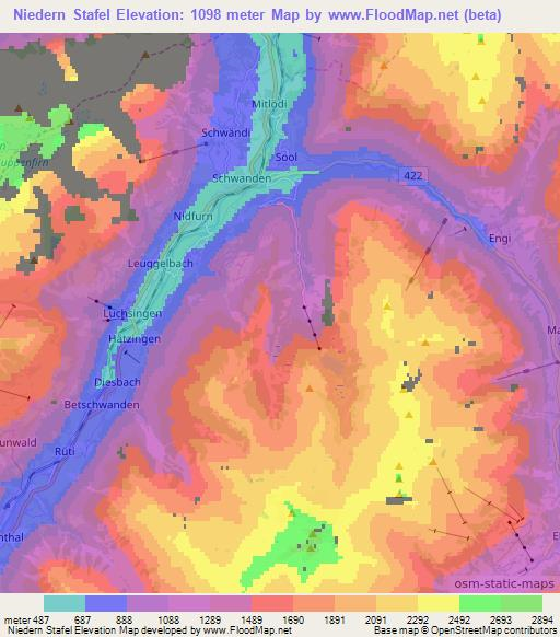 Niedern Stafel,Switzerland Elevation Map