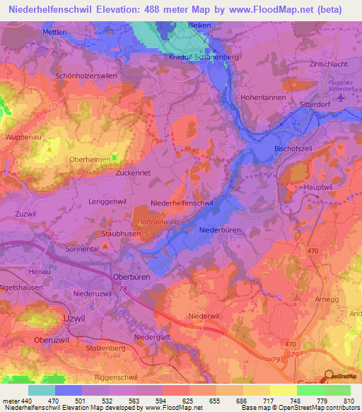 Niederhelfenschwil,Switzerland Elevation Map