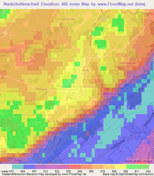 Niederhelfenschwil,Switzerland Elevation Map