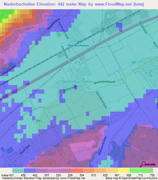 Niederbuchsiten,Switzerland Elevation Map