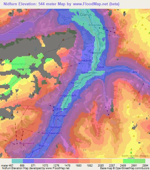 Nidfurn,Switzerland Elevation Map