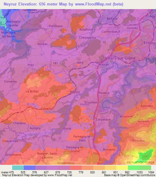 Neyruz,Switzerland Elevation Map