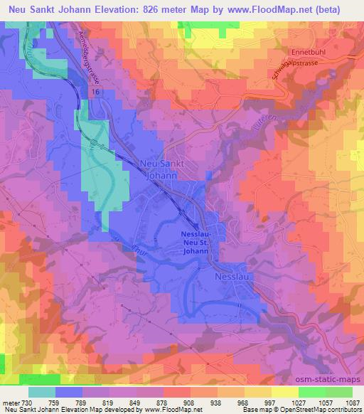 Neu Sankt Johann,Switzerland Elevation Map