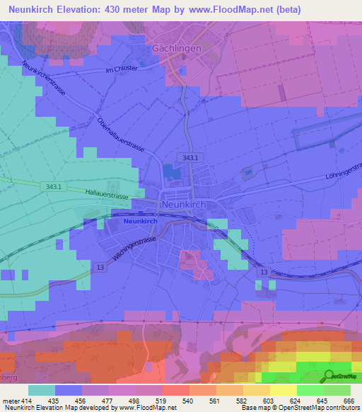 Neunkirch,Switzerland Elevation Map