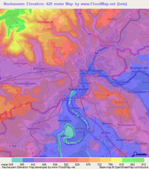 Neuhausem,Switzerland Elevation Map