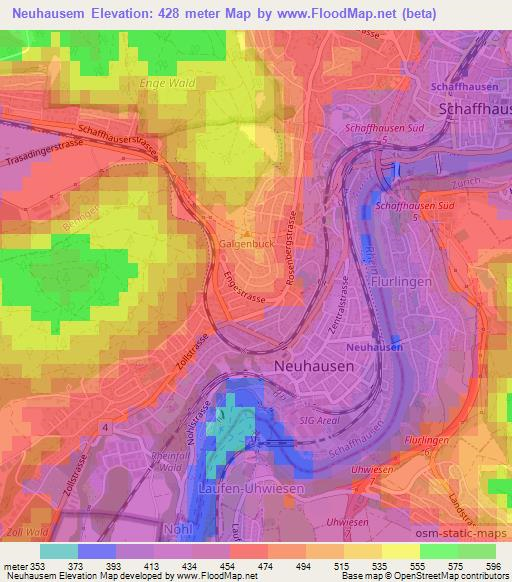 Neuhausem,Switzerland Elevation Map