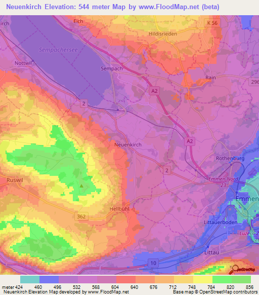 Neuenkirch,Switzerland Elevation Map