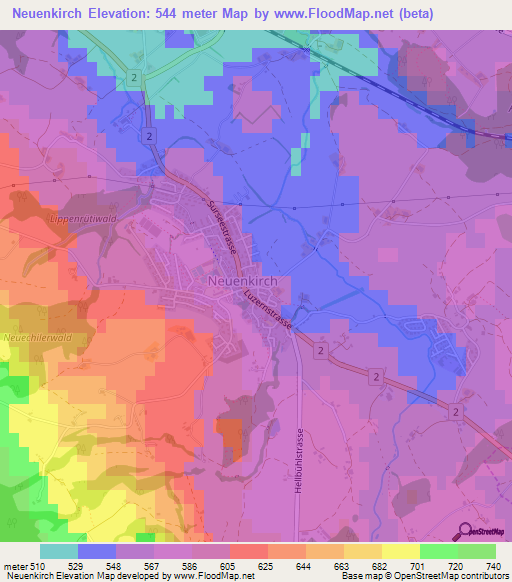 Neuenkirch,Switzerland Elevation Map