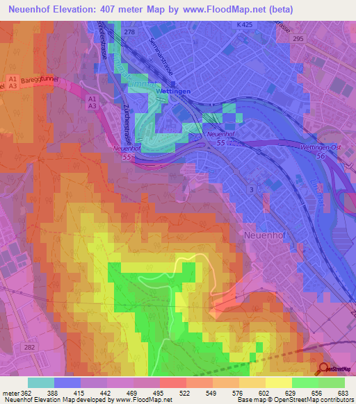 Neuenhof,Switzerland Elevation Map