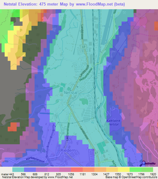 Netstal,Switzerland Elevation Map