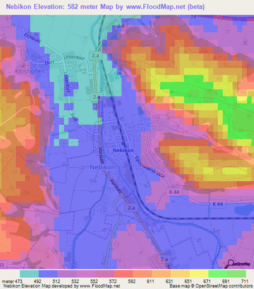 Nebikon,Switzerland Elevation Map