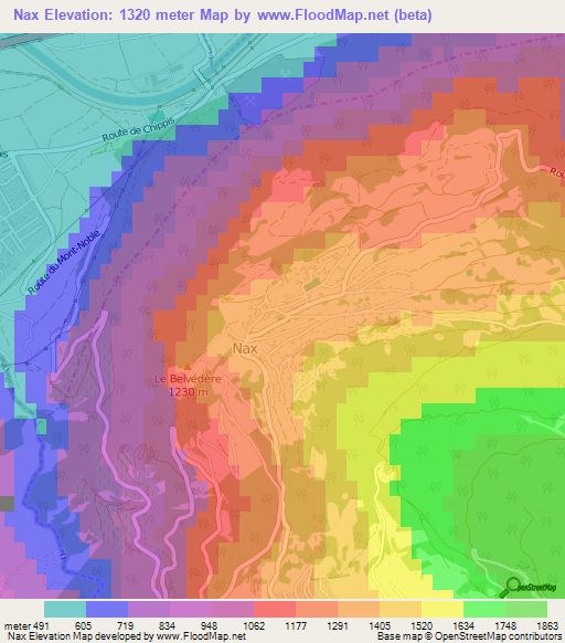 Nax,Switzerland Elevation Map