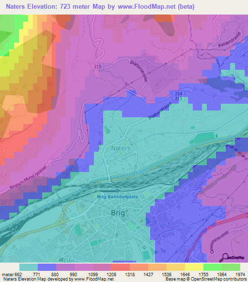 Naters,Switzerland Elevation Map