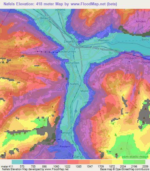 Nafels,Switzerland Elevation Map