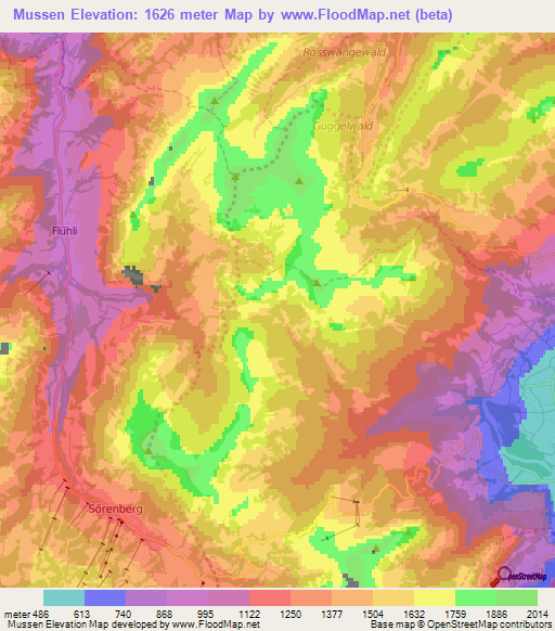 Mussen,Switzerland Elevation Map