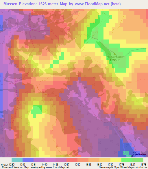 Mussen,Switzerland Elevation Map