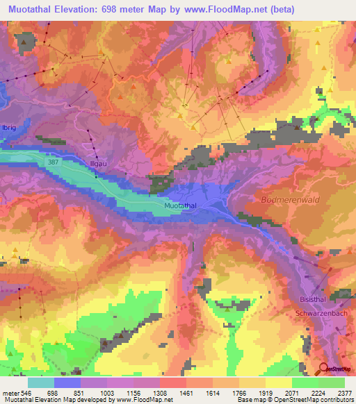 Muotathal,Switzerland Elevation Map