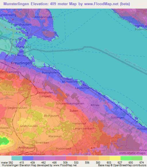 Munsterlingen,Switzerland Elevation Map