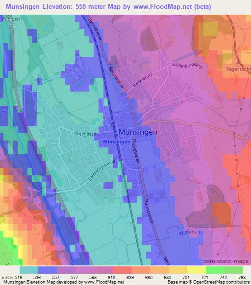 Munsingen,Switzerland Elevation Map