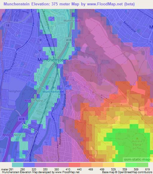 Munchenstein,Switzerland Elevation Map