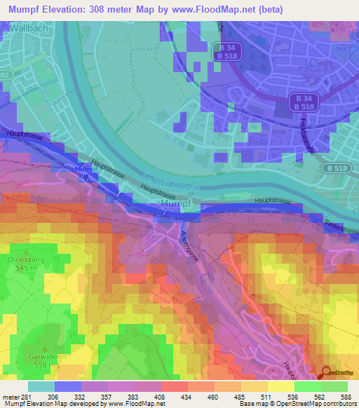 Mumpf,Switzerland Elevation Map