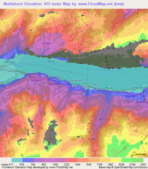 Muhlehorn,Switzerland Elevation Map