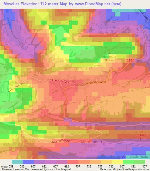 Movelier,Switzerland Elevation Map