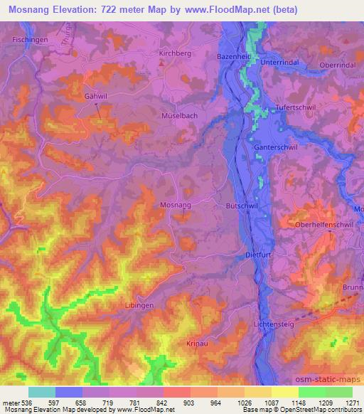 Mosnang,Switzerland Elevation Map