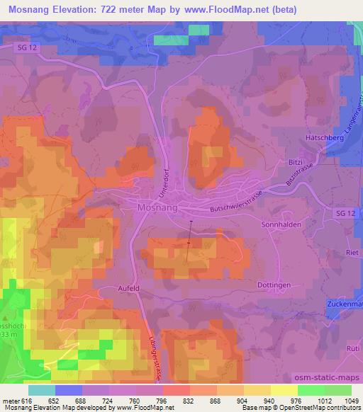 Mosnang,Switzerland Elevation Map