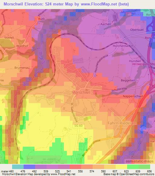 Morschwil,Switzerland Elevation Map