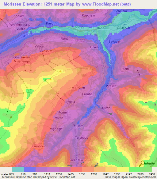 Morissen,Switzerland Elevation Map