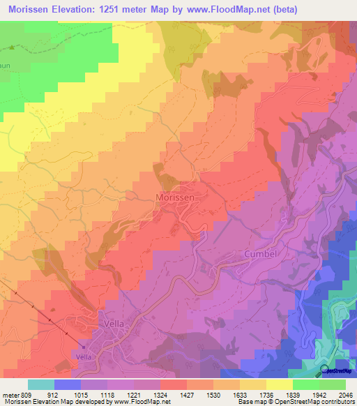 Morissen,Switzerland Elevation Map