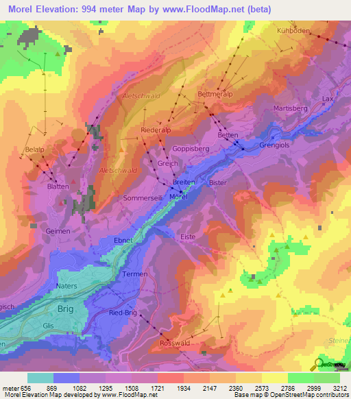 Morel,Switzerland Elevation Map
