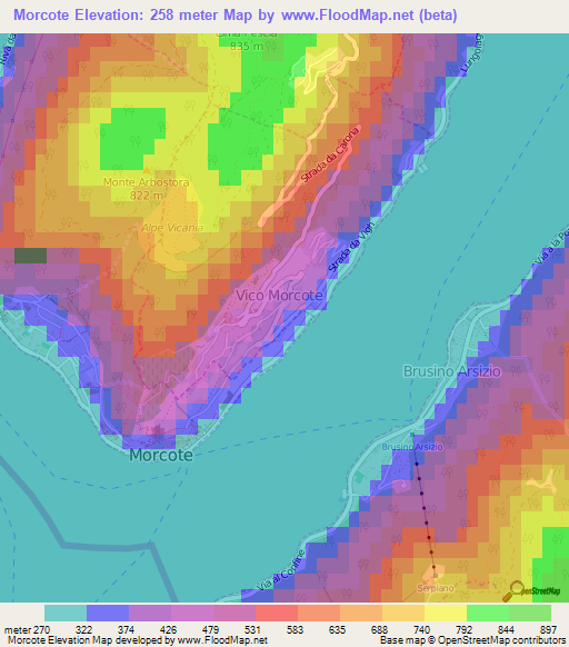 Morcote,Switzerland Elevation Map